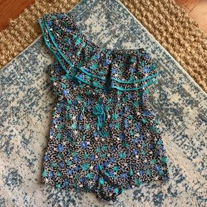 Yumi Kim Silk One Shoulder Floral Romper Medium